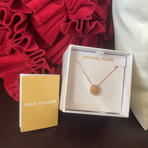 MICHAEL KORS MKJX6180791 BRILLIANCE PAVE' ROSE GOLD-TONE NECKLACE MSRP $85.00 - Picture 4 of 6